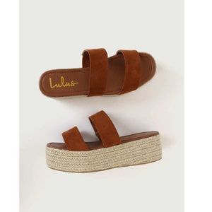 Lulus Rayyn Mocha Suede Platform Espadrille Sandals Women's Size 11